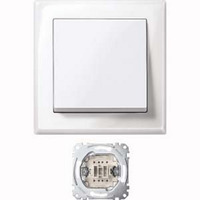 Merten Jumbo Schalter Wippe Komplettgehäuse Wechselschalter 10 Ampere 250 Volt AC weiß (glänzend), Retail