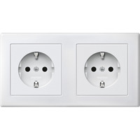 Merten Schutzkontaktsteckdose Doppel mit erhöhtem Berührungsschutz weiß, Retail