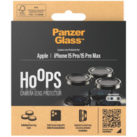 PanzerGlass Hoops Metall Kameraschutz, Schutzfolie schwarz, iPhone 15 Pro / 15 Max