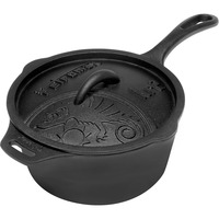 Petromax Gusseiserne Kasserolle kr2, mit Aroma-Profil-Deckel, Topf schwarz, Ø 22cm