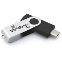 MediaRange USB Type-C 16 GB, USB-Stick schwarz/silber, USB 3.2 Gen 1 Type-C