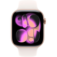 Apple Watch Series 11, Smartwatch Titan Gold, Titangehäuse, 46 mm, Sportarmband blassrosa S/M, Cellular