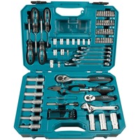 Makita Handwerkzeug-Set E-08458, 87-teilig blau, mit 2 Umschaltknarren, 1/2", 1/4" und 3/8", Koffer