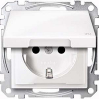 Merten Schutzkontakt-Steckdose mit Klappdeckel und erhöhtem Berührungsschutz IP44 weiß (glänzend), Retail