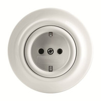 Busch-Jaeger Steckdosen Einsatz Porzellan CEE 7/3 Typ F mit Erdungsclips und Durchschleiffunktion weiß (glänzend), Retail