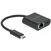 DeLOCK Adapter USB-C > Gigabit LAN, mit PD Anschluss schwarz