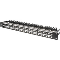 Digitus Modulares High Density Patchpanel, 48-Port, Rack Mount, geschirmt schwarz, 1 HE, für Keystone-Module, mit Beschriftungsfeld