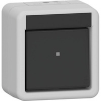 Gira Wippschalter zehn Ampere 250 Volt Wechselstrom Kreuzschalter Kunststoff halogenfreier schlag- und bruchsicherer Thermoplast auch beleuchtbar anschließbar grau, Retail