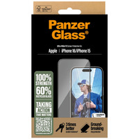 PanzerGlass Displayschutz Ultra-Wide Fit, Schutzfolie transparent, iPhone 16 /15, EasyAligner