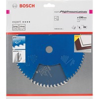 Bosch Professional EXPERT High Pressure Laminate Kreissägeblatt, Ø 190mm, 56Z Bohrung 30mm, für Handkreissägen