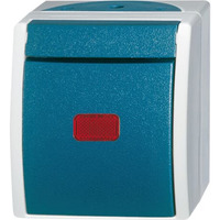 Busch-Jaeger Kontrollwechselschalter Aufputz mit Wippe, 1 Modul, Schutzart IP44, 10 Ampere, 250 Volt blaugrün, Retail