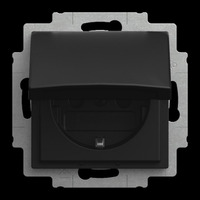 Busch-Jaeger Steckdosen Einsatz 20 Europäische Schutzkontakt Steckdose Typ F schwarz, Retail