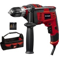 EINHELL Schlagbohrmaschinen-Set TC-ID 1000 E Kit rot/schwarz, 1.010 Watt, Werkzeugtasche, 16-teiliges Bohrer-Set