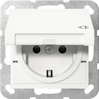 Gira Schutzkontaktsteckdose mit Klappdeckel und erhöhtem Berührungsschutz weiß, Retail
