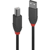 Lindy USB 2.0 Typ A an B Kabel, Anthra Line schwarz, 5m