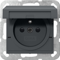 Gira Steckdose mit Erdungsstift Klappdeckel und erhöhtem Berührungsschutz anthrazit, Retail