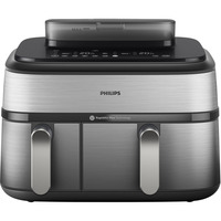 Philips Doppel-Heißluftfritteuse Steam Airfryer Dual Basket edelstahl/schwarz, 2750 Watt, 2 Körbe 6 Liter + 3 Liter