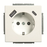 Busch-Jaeger Schutzkontaktsteckdose mit USB Typ A und USB Typ C Anschluss weiß, Retail