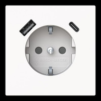 Busch-Jaeger Schutzkontaktsteckdose mit USB Typ A und USB Typ C Anschluss weiß, Retail