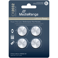 MediaRange Lithium Knopfzellen, CR2032|3V, 4er Pack, Batterie 4 Stück