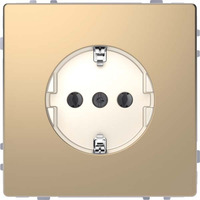 Merten Schutzkontakt-Steckdose mit Steckklemmen, Unterputz, 16 Ampere, 250 Volt, Edelstahl champagner, Retail