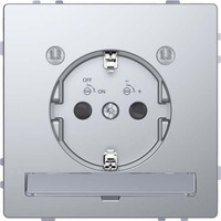 Merten Schutzkontakt-Steckdose mit erhöhtem Berührungsschutz und Lichtauslass, Typ MEG2304-6036 edelstahl, Retail