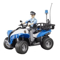 bruder 63010 Polizei-Quad mit Polizist und Ausstattung, Modellfahrzeug blau/weiß