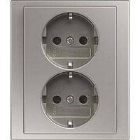 Busch-Jaeger Schutzkontaktsteckdose Doppelsteckdose 202 EUJB-866 edelstahl, Retail