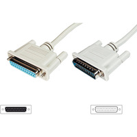 Digitus Serielles Datatransfer Verlängerungskabel, D-Sub25 (Stecker) > D-Sub25 (Buchse) beige, 5 Meter