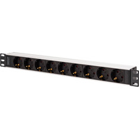 Digitus Steckdosenleiste 19" PDU mit Aluminiumprofil, 9-fach schwarz/aluminium, 2 Meter Kabel, 1 HE, 16A, Kaltgerätestecker C20