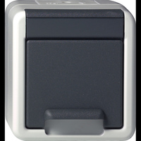 Gira Schutzkontaktsteckdose Typ F 16 Ampere 250 Volt mit Klappdeckel Aufputz IP44 grau, Retail
