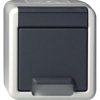 Gira Schutzkontaktsteckdose Typ F 16 Ampere 250 Volt mit Klappdeckel Aufputz IP44 grau, Retail