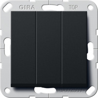 Gira Wippschalter British Standard dreifach mit Wippen Ausschalter schwarz, Retail