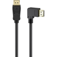 goobay Kabel DisplayPort Stecker 90° > DisplayPort Stecker, 8K / 144Hz schwarz, 1 Meter, 1 Stecker 90° seitlich abgewinkelt, 54 Gbit/s, DisplayPort 2.0 / 2.1