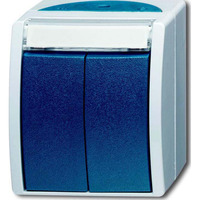 Busch-Jaeger Doppeltaster mit zwei Schließern Aufputz grau, Retail