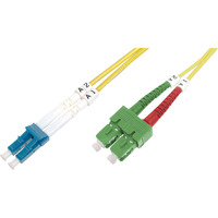 Digitus LWL Patchkabel, Duplex, LC (APC) > LC (PC) Stecker, Singlemode OS2 gelb, 2 Meter