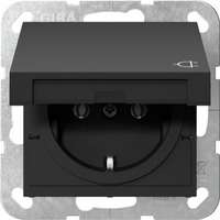 Gira Schutzkontaktsteckdose Typ F 16 Ampere 250 Volt mit Klappdeckel, System 55 schwarz (matt), Retail