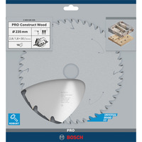 Bosch Professional PRO Construct Wood Kreissägeblatt, Ø 235mm, 16Z Bohrung 30mm, für Handkreissägen