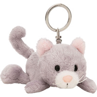 NICI Schlüsselanhänger Katze liegend 10 cm, Schlüsselring grau