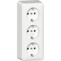 Gira Dreifach Schutzkontakt Steckdose mit Montageplatte Aufputz weiß, Retail