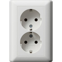 Gira Schutzkontakt Doppelsteckdose mit Vollplatte und Steckklemmen System 55 weiß, Retail