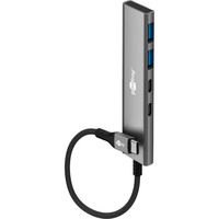 goobay Slim 4-Port USB-C auf USB-C/USB-A 5 Gbit/s, USB-Hub grau