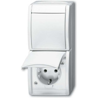 Busch-Jaeger Kombination Wechselschalter Steckdose CEE 7/3 Wippe Taste weiß (matt), Retail