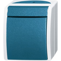 Busch-Jaeger Taster Schließer Aufputz 1-polig mit Beschriftungsfeld und Beleuchtung 2621 W-53 blaugrün, Retail