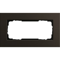 Gira Abdeckrahmen zweifach ohne Mittelsteg Aluminium, Abdeckung braun, Retail