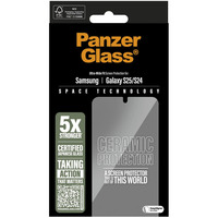 PanzerGlass Ceramic Displayschutz Ultra-Wide Fit, Schutzfolie transparent, Samsung Galaxy S25 / S24, EasyAligner