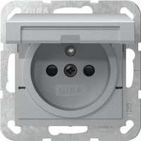 Gira Steckdose mit Erdungsstift und Klappdeckel mit erhöhtem Berührungsschutz aluminium, Retail