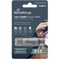 MediaRange Kombo-Speicherstick 512 GB, USB-Stick silber/transparent, USB-A 3.2 Gen 1, USB-C 3.2 Gen 1