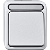 Merten Aus- und Wechselschalter 1-polig mit Wippe, Aufputz, Steckklemme, 10 Ampere, IP44 weiß (matt), Retail