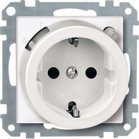 Merten Fehlerstromschutz-Steckdosen-Einsatz mit erhöhtem Berührungsschutz, Typ 233819 weiß (glänzend), Retail